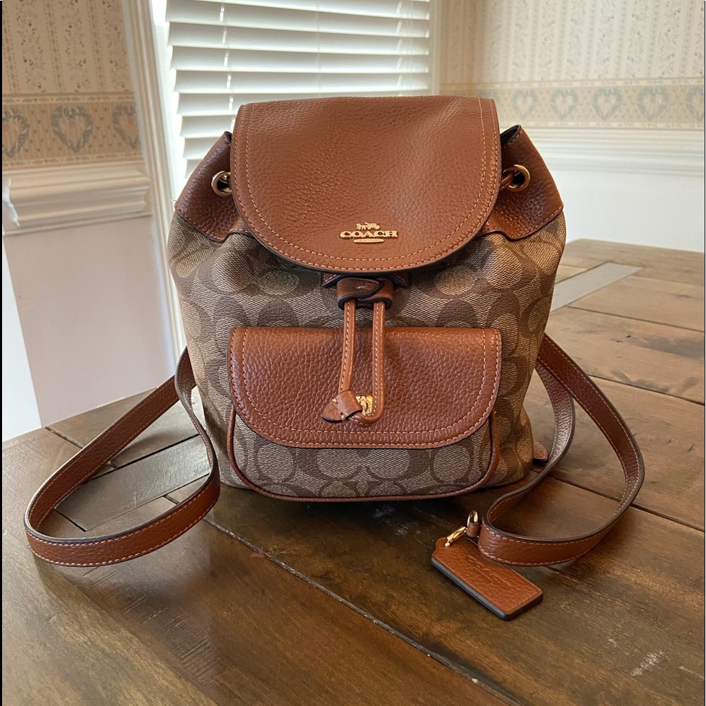 Coach Pennie Backpack 22 In Khaki Redwood!